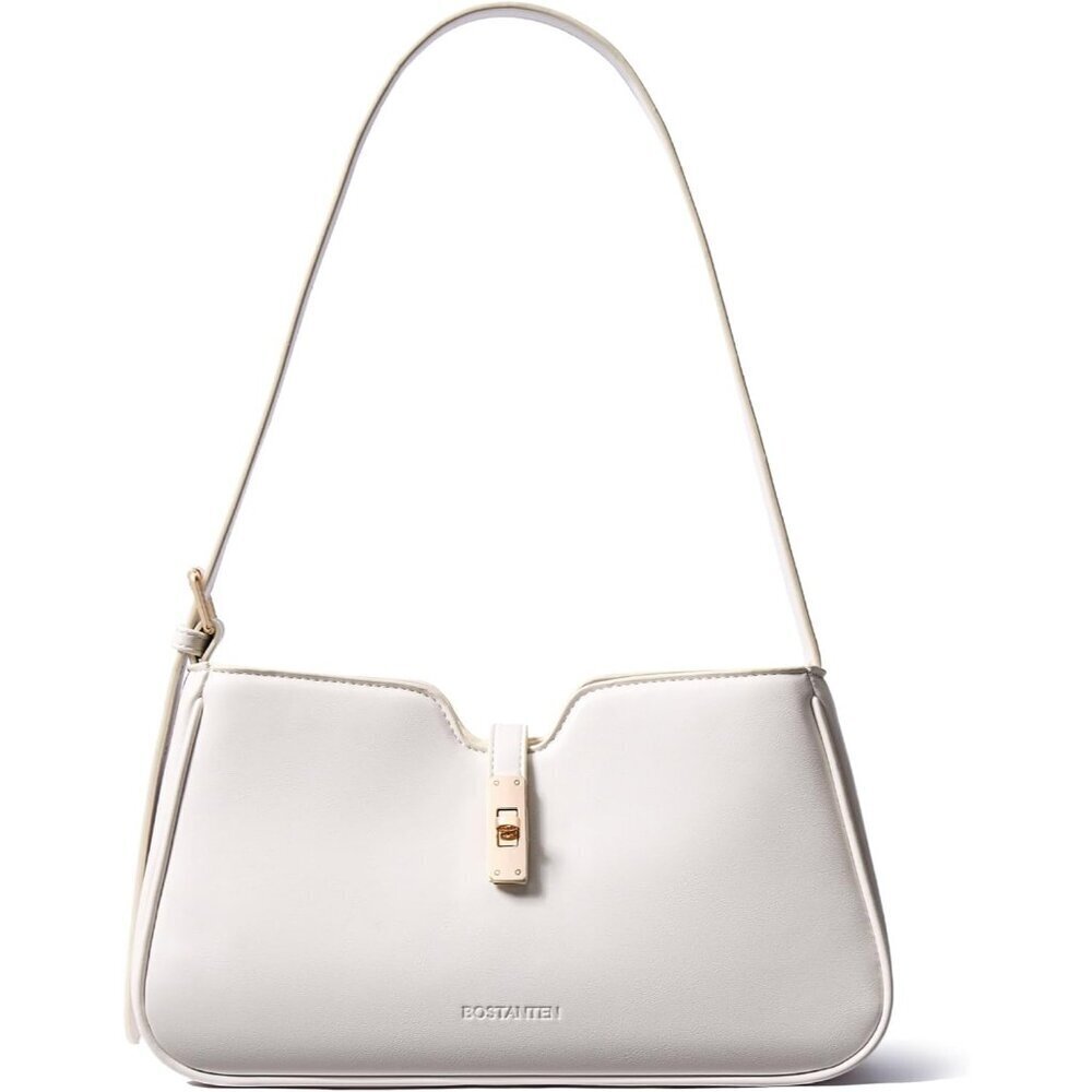 Women Off-white Vegan Leather Small Shoulder Bag Casual Hobo Purse
